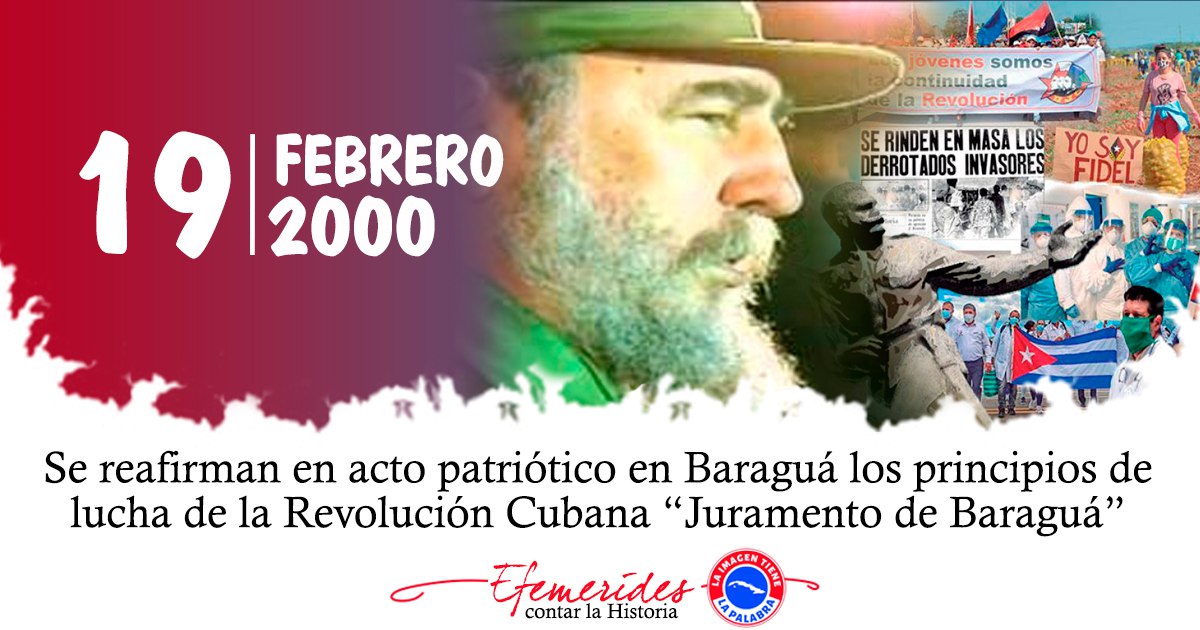 Hoy, se cumplen 25 años de que #FidelPorSiempre  pronunciara el histórico Juramento de Baraguá. Como en aquel entonces decimos: «¡Nadie se rendirá! Y cansarse en esta lucha sería, para un patriota y revolucionario cubano, más bochornoso que rendirse...». #SantiagoDeCuba