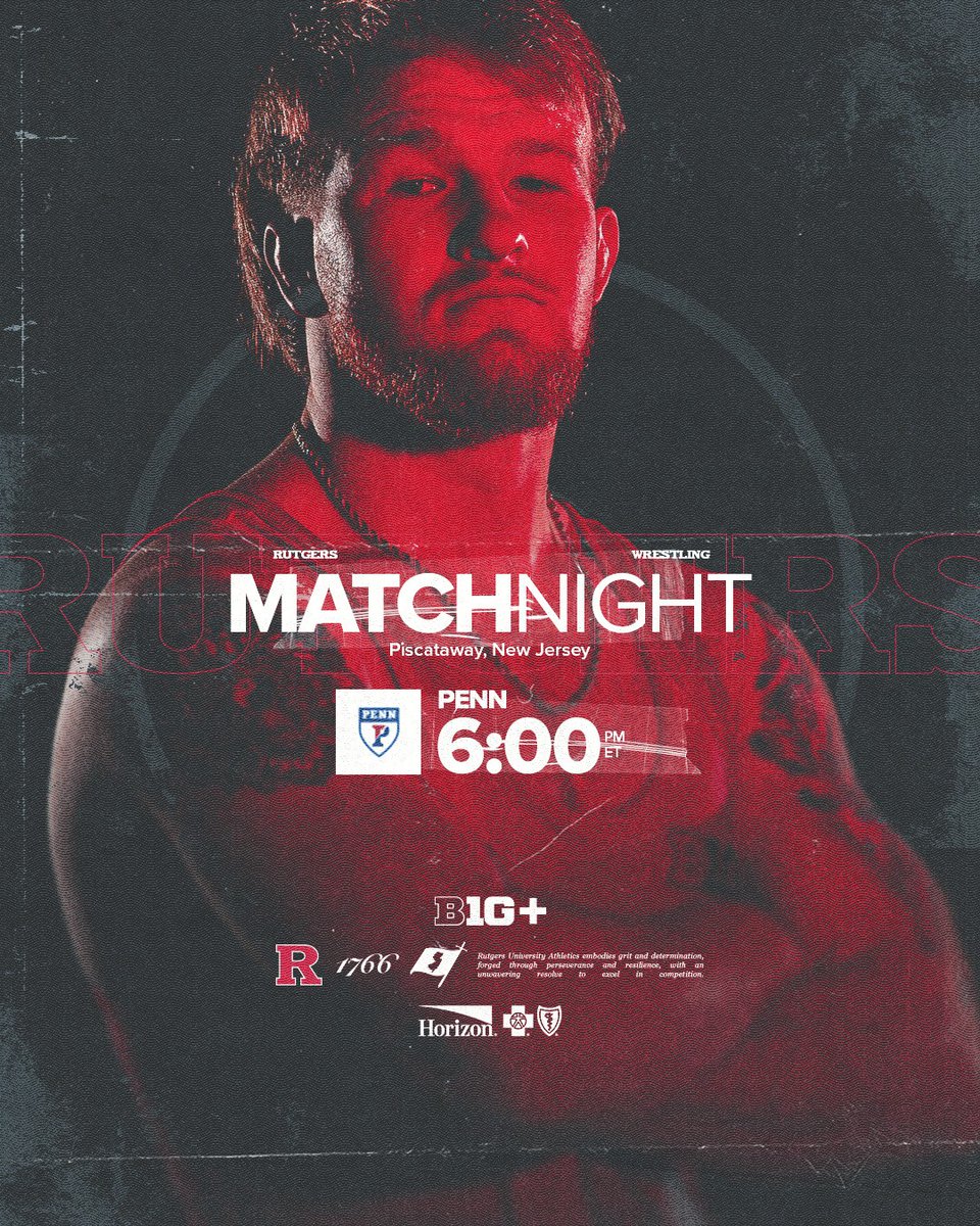 RUWrestling's tweet photo. MATCH NIGHT!

🤼‍♂️: Penn
📍: Jersey Mike's Arena
🕕: 6 p.m.
📺: https://t.co/0p32xXAoBi
🎟️: https://t.co/Uvwk8zHRfA
📰: https://t.co/f2lsY7OFwo

#RelentlessPursuit | #GoRU https://t.co/nbIRG9tU2a