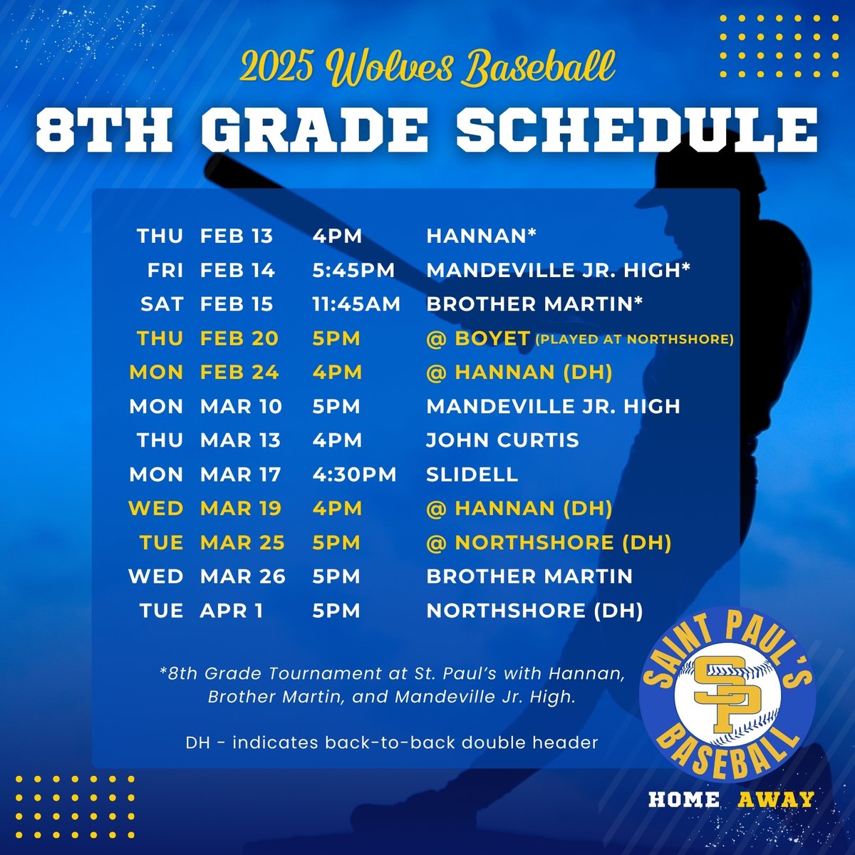 The Wolves most up-to-date baseball schedules with the days of the week added for ease of use!