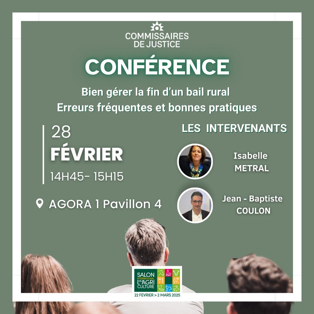 Chambre nationale des commissaires de justice (@cncj_france) on Twitter photo 📢 La Chambre nationale des commissaires de justice sera présente au <a href="/Salondelagri/">Salon International de l'Agriculture</a> 2025
Retrouvez les commissaires de justice pour discuter conflit de voisinage, bail rural, #impayés et vous prodiguer des conseils juridiques.
🍀 De nombreux lots sont à gagner sur notre stand ! 📢 La Chambre nationale des commissaires de justice sera présente au <a href="/Salondelagri/">Salon International de l'Agriculture</a> 2025
Retrouvez les commissaires de justice pour discuter conflit de voisinage, bail rural, #impayés et vous prodiguer des conseils juridiques.
🍀 De nombreux lots sont à gagner sur notre stand !
