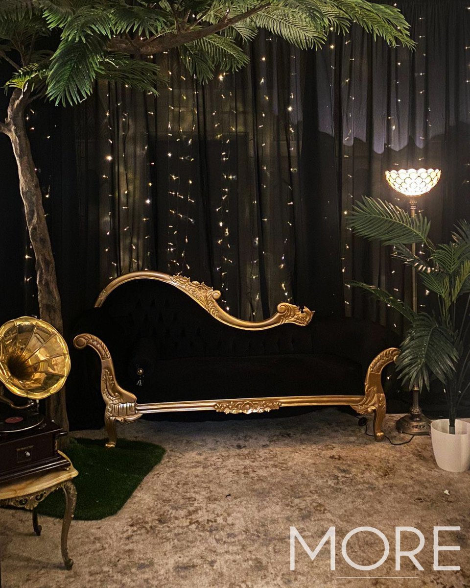 Step back into the roaring 1920s with our event prop hire &amp; theming! 🌴✨ Think Gatsby glam with palm trees, a chaise lounge, a black fairy light curtain &amp; vintage props 🎶💃

#1920s #1920stheme #1920sparty #gatsby #EventDecor #prophire #eventstyling #eventhire #eventprofsuk