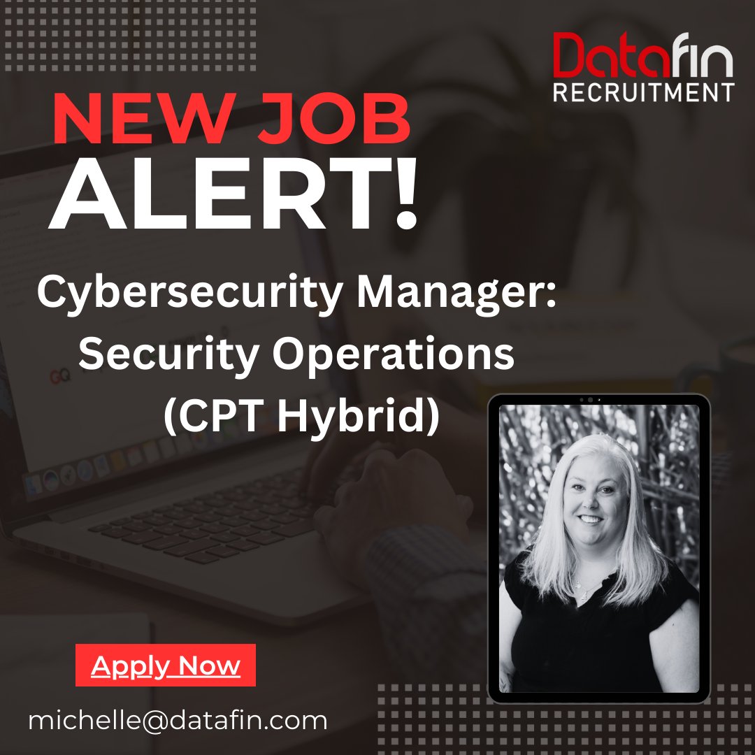 DatafinSA's tweet image. JOIN the team of a growing Multinational seeking a Cybersecurity Manager to help develop a high-performing Cybersecurity function in support of a business undergoing digital transformation.

Apply here - datafin.com/job/cybersecur…

#cybersecuritymanager #datafinrecruitment