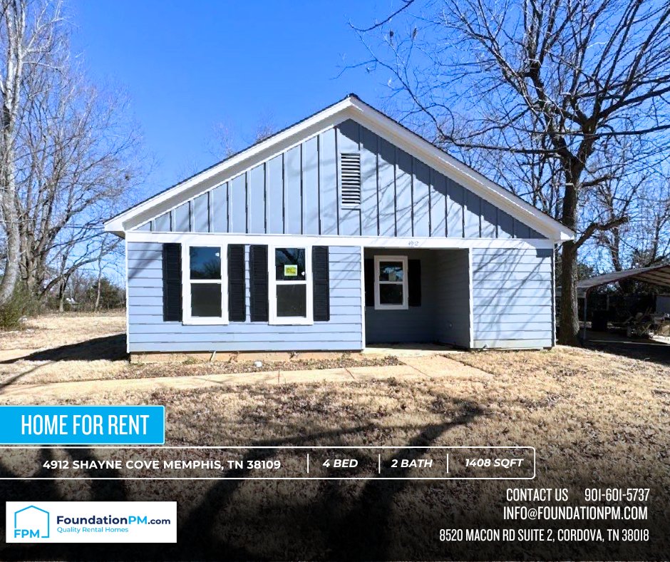Foundation_PM's tweet photo. 🏡 BRAND NEW HOME ALERT! 🚀 Immediate Move-In Available!

🟢 ZERO MOVE-IN!
📅 1st Month's Rent FREE!
📞 Call 901-602-5737 to book your tour!
🛠️ Visit our website &amp; use the LIVE CHAT for assistance.

#NewHome #MemphisLiving #RentalHomes #FamilyFriendly  #DreamHome https://t.co/g32HHQVnUf