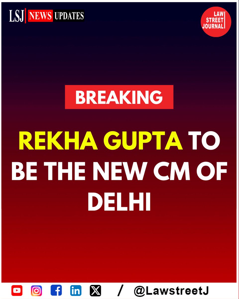 LawstreetJ's tweet image. Rekha Gupta named next Delhi CM, Parvesh Verma to be Deputy CM. Oath-Taking Tomorrow.

@BJP4India #DelhiPolitics #RekhaGuptaCM #ParveshVermaDeputyCM #DelhiLeadership #OathTakingCeremony #lsjnewsupdate