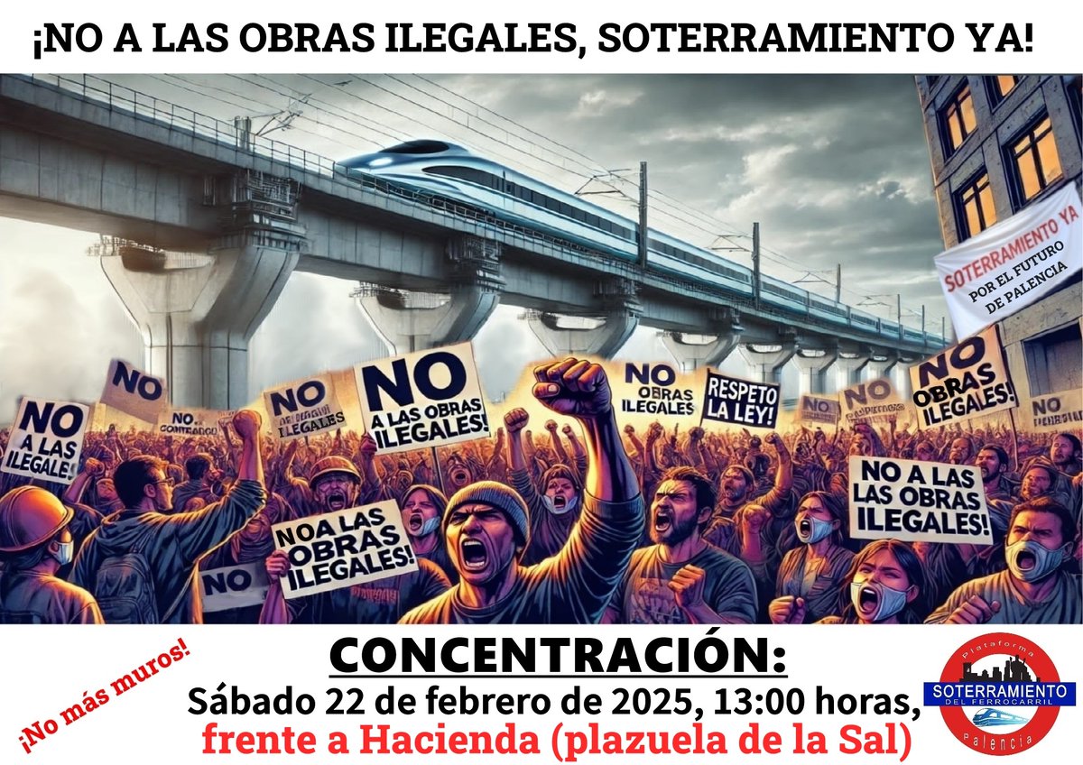 POR MOTIVOS DE SEGURIDAD, LA CONCENTRACIÓN EN CONTRA DE LAS OBRAS ILEGALES DE ADIF Y POR EL SOTERRAMIENTO SE REALIZARÁ EN LA PLAZUELA DE LA SAL (JUNTO A HACIENDA).