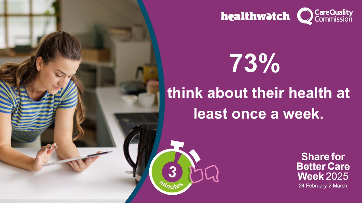 Thinking about your health right now? You’re not alone. Sharing feedback on your care is the best way to help us drive positive change. This week take just 3 minutes and turn thinking about your care into positive action. #ShareForBetterCare healthwatchislington.co.uk/share-your-vie…
