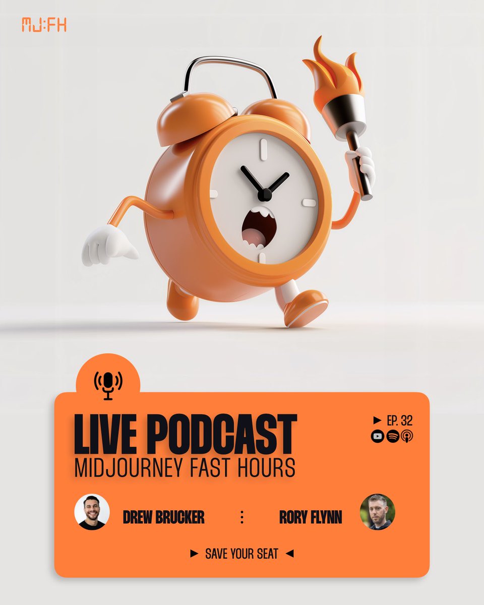 dcbruck's tweet image. You like Midjourney, huh? You won&apos;t want to miss this.

@Ror_Fly and I are hosting this week&apos;s @FastHours podcast LIVE. You know, just two creatives, talking AI creativity, making bold predictions, and trying not to say anything that’ll haunt us forever.

We want you to be a part…