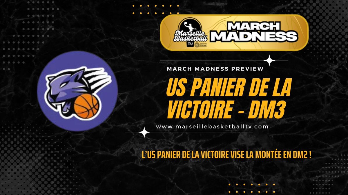 MarseilleBBTV's tweet image. La #MarchMadness arrive à grands pas et c&apos;est moment pour faire le point sur le mois de folie qui nous attend sur les parquets 🔥 🏀 ! 
On passe au crible chacune des équipes séniors des clubs Marseillais et on commence par la DM3 des Marseille Panthers ! 
buff.ly/412pJMH