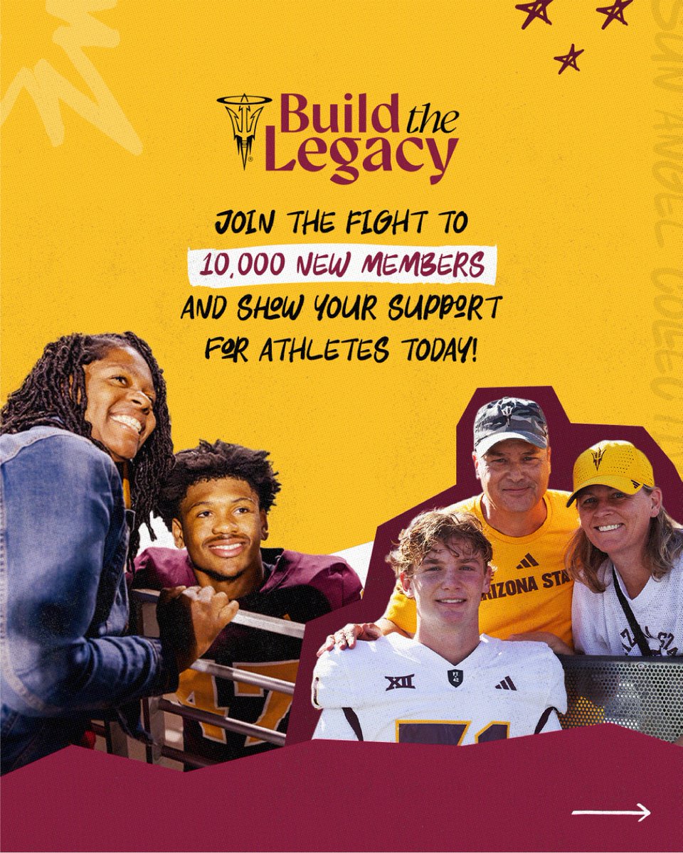 SunAngelNIL's tweet image. 🔱 The legacy isn't just about wins and losses—it's about YOU, Sun Devil Nation! 

Help us reach 10,000 members! 

Ready to be part of history? Hit the link in our bio to join and help us #BuildTheLegacy 🔆

#ForksUp #SunDevilNation #ASU #GoDevils #SunAngels #CollegeSports