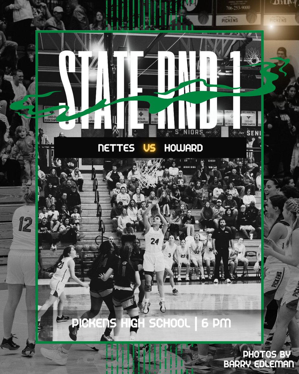 Pickens Basketball will host round 1 of the state playoffs tonight! Your Nettes take the court at 6. Dragon Nation, let's paint the gym GREEN 💚🏀 #GoNettes #DragonNation #ChasingBest