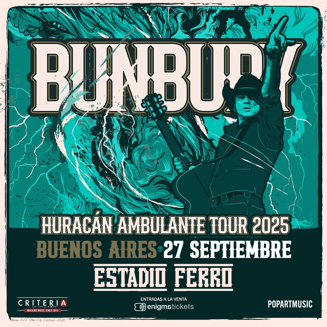 "El Huracán Ambulante 2025" llega a Buenos Aires. Bunbury cierra su tour en el Estadio Ferro

Por fin podemos anunciaros algo en lo que llevamos meses trabajando.
Gracias al trabajo de <a href="/popartmusicarg/">PopArt Music Arg</a>, nuestro promotor en Argentina, finalmente podemos comunicaros que el 27 de