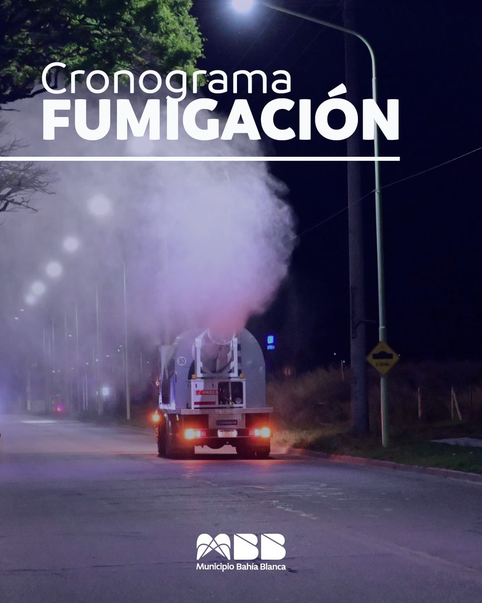 Plan municipal de fumigación por barrios 🚫💨🦟

Ingresá a noticias.bahia.gob.ar/2025/02/19/pla… y mirá el cronograma establecido hasta el 1 de marzo