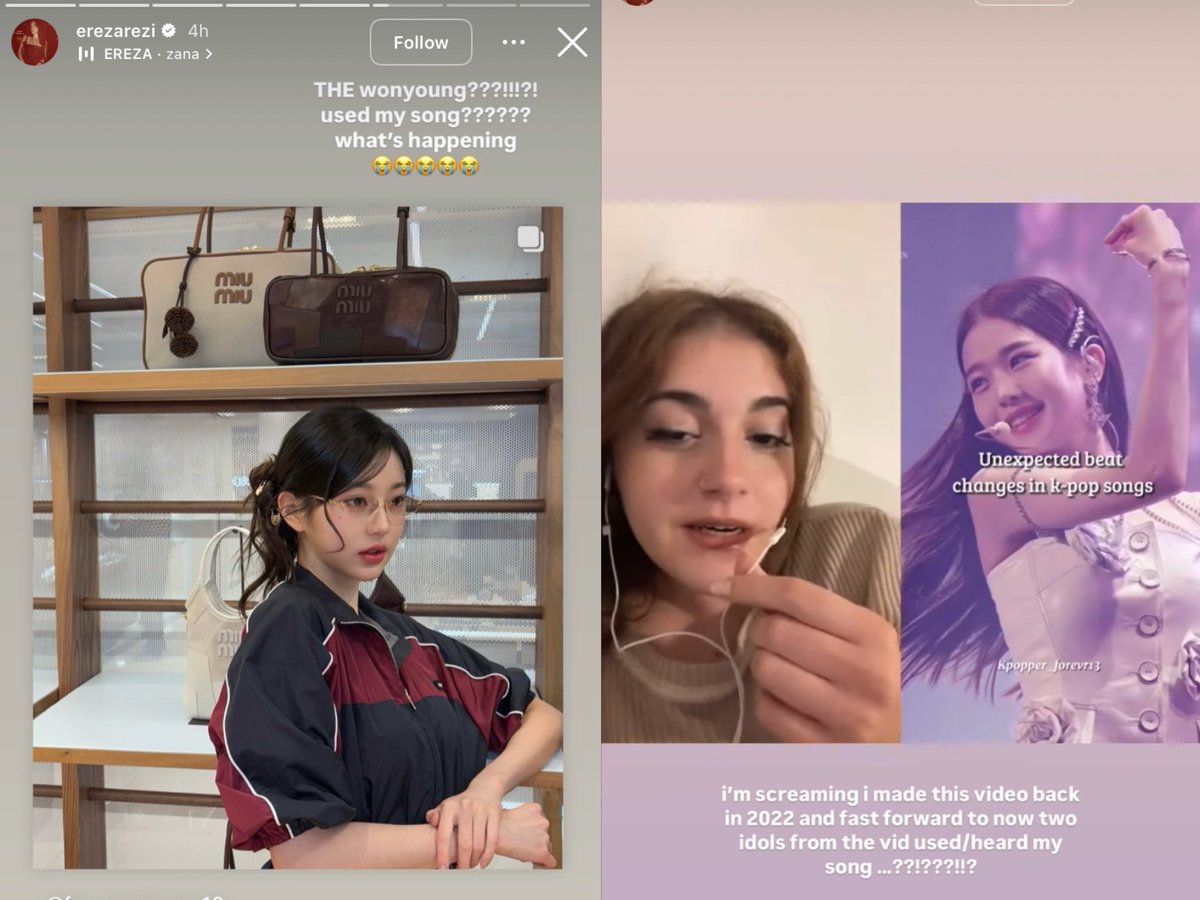 awww so cute!! albanian singer ereza’s reaction to wonyoung using her song 'zana' for her recent ig post! 🥰💖