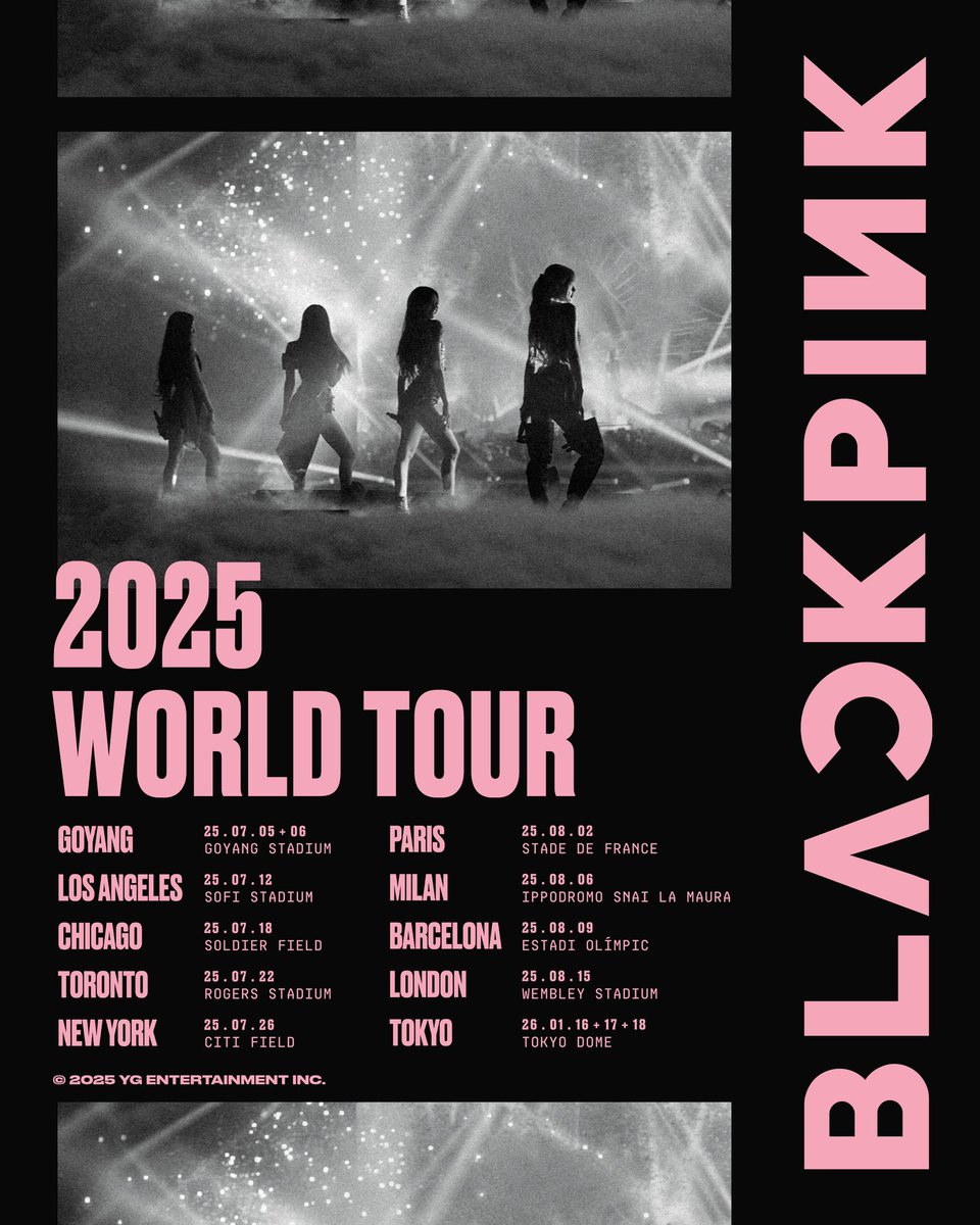 LiveNationKpop's tweet image. BLΛƆKPIИK IN YOUR AREAAAAAA 🗣️ 
@BLACKPINK 2025 World Tour is coming to stadiums.
Experience the 🖤💗 revolution!
Get your tickets Thursday, February 27: livemu.sc/blackpink2025