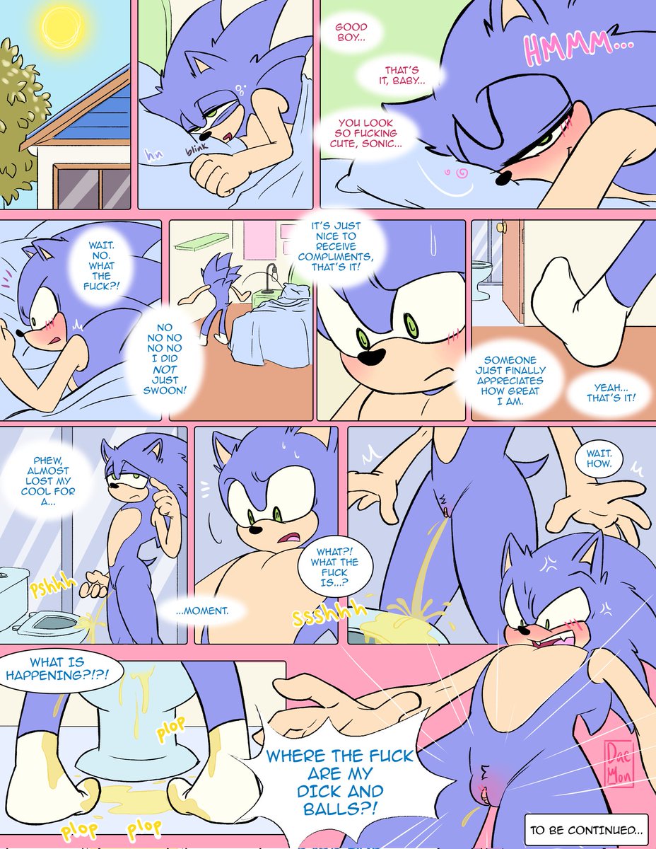 dae_mon93's tweet photo. So. Starting a new comic. This one's called Second Times, hehe. Yes, it's the Sonussy one. Really hope you like it! If you do, I'll be updating every two weeks 🤞🏼😁
Anyways, Chapter 1: Sonic wakes up with a pussy. 
Enjoy! 🌸 #sonadownsfw https://t.co/7gtmLIJMrK