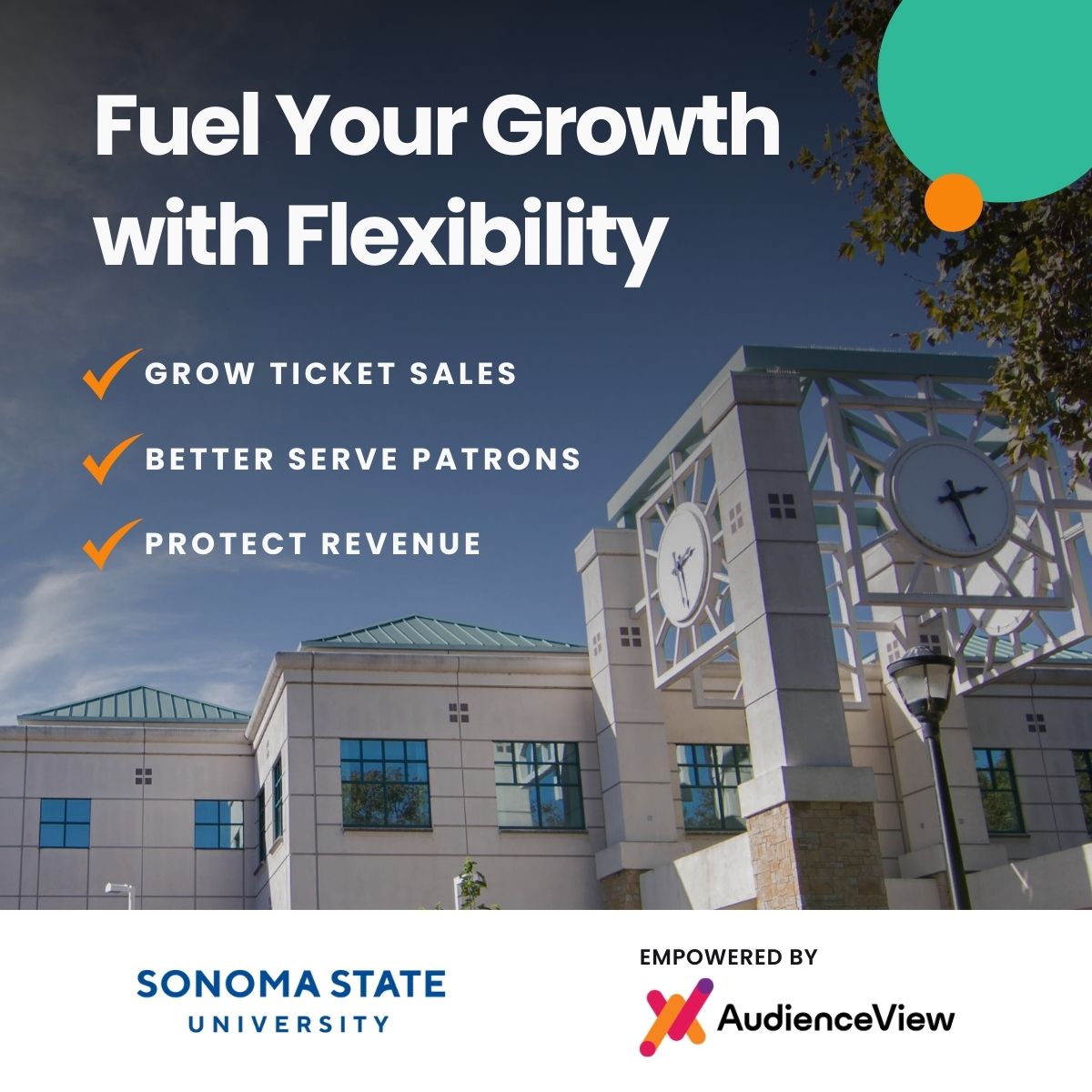 What’s the secret behind Sonoma State University’s operational success? Flexibility. With AudienceView Unlimited, they’ve evolved beyond ticketing to build a system that works for their unique needs.

Get inspired by their story and start thinking big! ow.ly/G29L50V2iUl