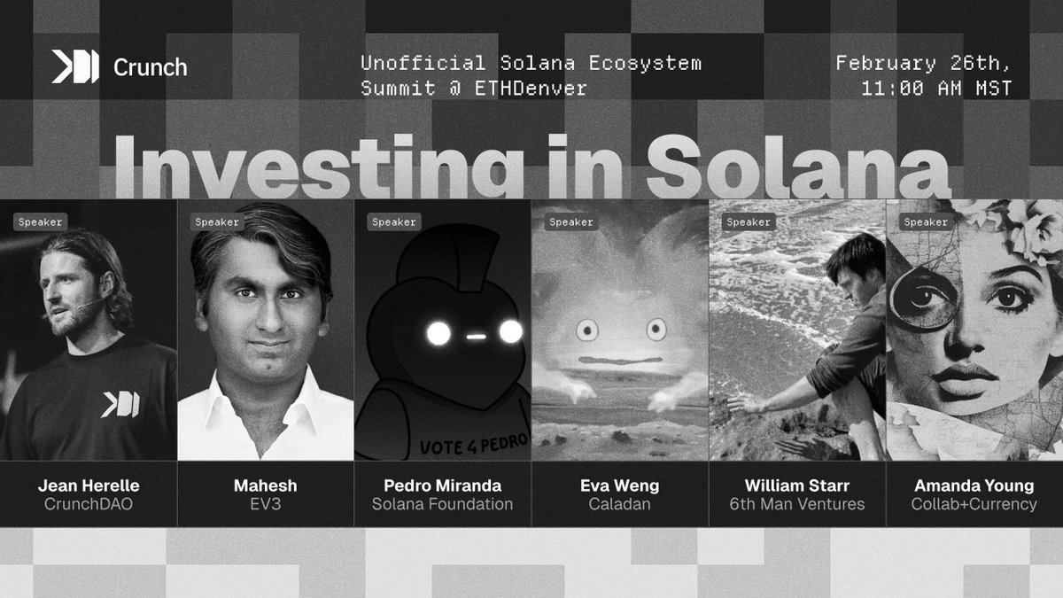 Founders and investors often work hand in hand to craft the tech landscape. We have some of the leading investors in the <a href="/solana/">Solana</a> ecosystem to share their vision.

• <a href="/MoneroMahesh/">MoneroMahesh</a> from @EV3Ventures
• @voteforpedrito from <a href="/SolanaFndn/">Solana Foundation</a>
• <a href="/wengevar/">0xWeng</a> from <a href="/caladanxyz/">Caladan</a>
• <a href="/ezwillstarr/">William Starr</a>