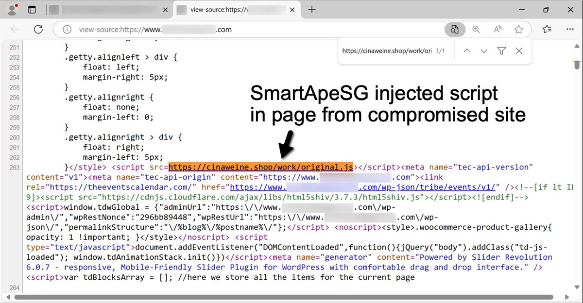 Unit42_Intel's tweet image. 2025-02-18 (Tuesday): Legitimate but compromised websites with an injected script for #SmartApeSG lead to a fake browser update page that distributes #NetSupportRAT malware. During an infection run, we saw follow-up malware for #StealC. More info at bit.ly/4gKGCBr