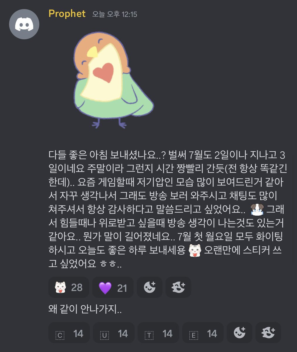 thebestDPS's tweet image. 갤러리 정리하다가...
좋아하는 프로펫 디스코드 모아보기😳💧