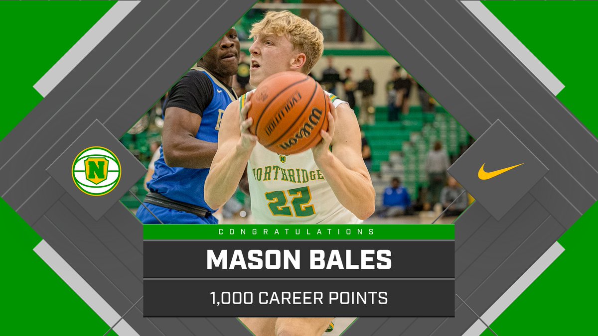 Congratulations to Raider senior Mason Bales on surpassing 1,000 career points in last night's victory over Lakeland. Mason becomes the 10th boys player in Northridge history to join the 1,000-point club. Join us in congratulating Mason!

#PACK