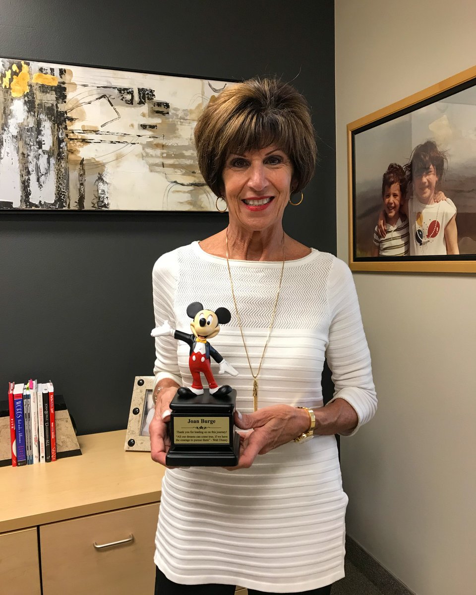 Did you know Joan Burge received Walt Disney World’s prestigious Partners in Excellence Award in 2018 for her in-person training of their administrative team? This award is typically reserved for Disney’s own cast members who embody their values of service and excellence. #disney
