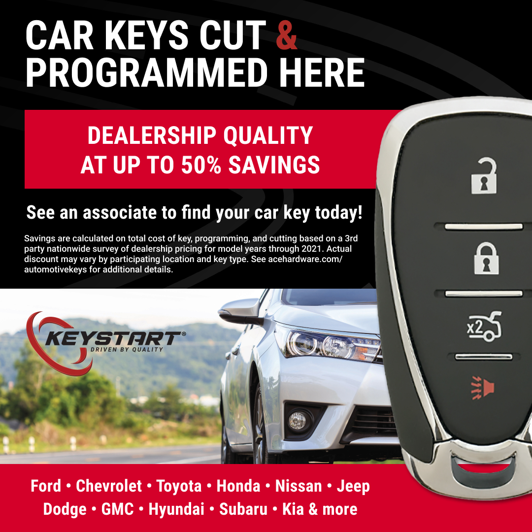 StickleyAce's tweet image. Need a new key or fob? 🔑🚗 Stickley Ace Hardware has you covered! Our helpful associates can cut and program dealership-quality keys and fobs for most popular car brands.

#KeyProgramming #CarKeys #FobProgramming #KeyCutting