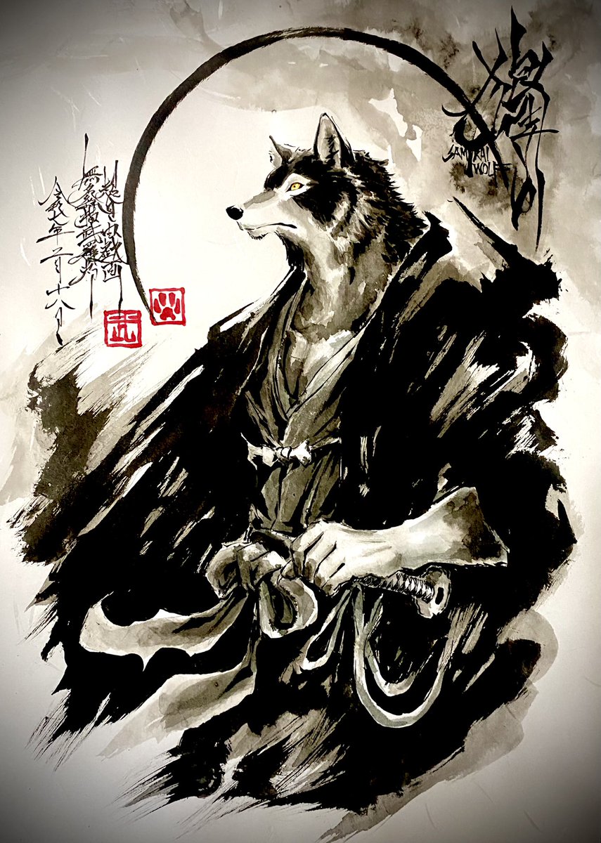 狼侍です。
#イラスト #筆ペン #狼侍 #獣人 #超自由戯画