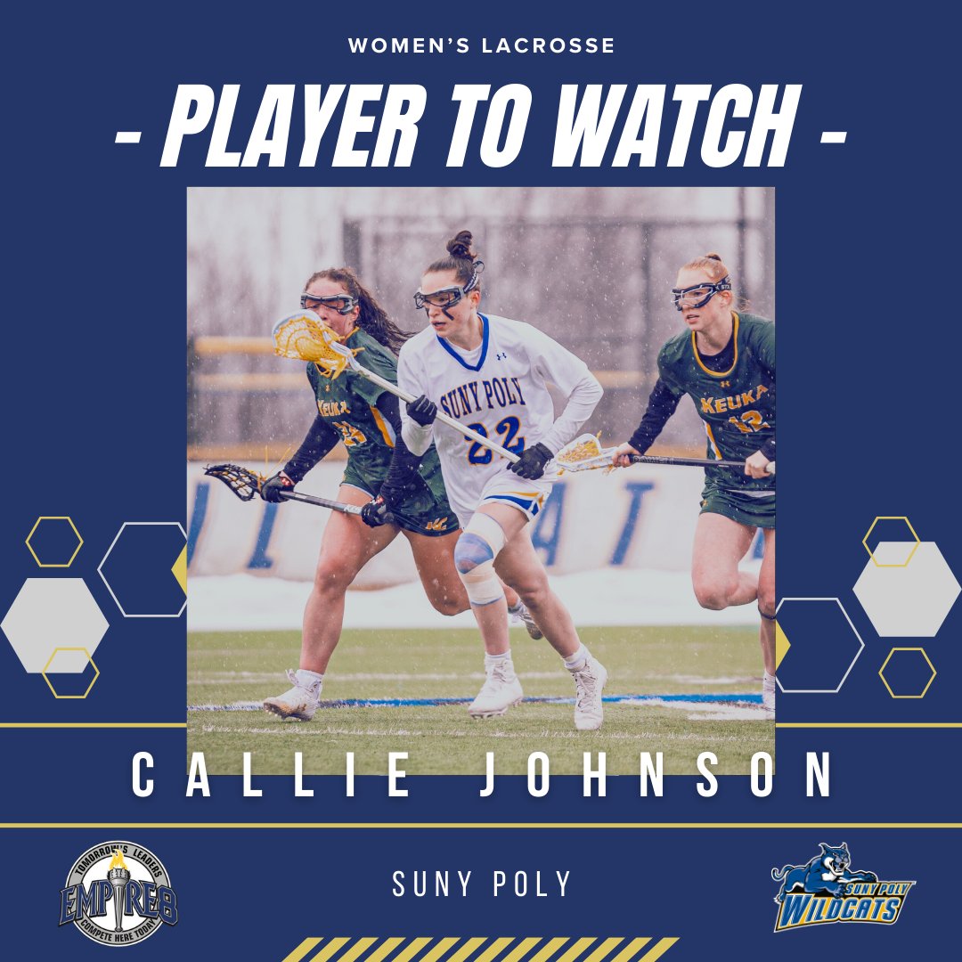 From <a href="/PolyWildcats/">SUNY Poly Wildcats</a> is Callie Johnson! Johnson earned All-North Atlantic Conference second team honors in 2024 after scoring 30 goals and 35 points.

#E8 #E8Proud #LeadersCompeteHere #WhyD3
