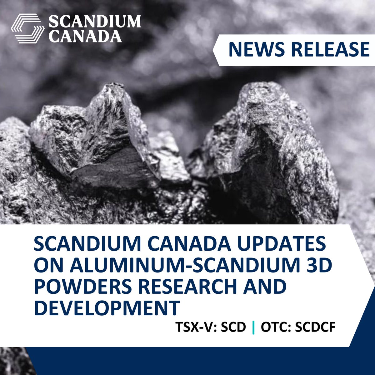 🗞️ | New Release | 🗞️

Scandium Canada Ltd. updates on aluminum-scandium 3D powders research and development.

In September 2024, Scandium Canada filed a provisional patent with the US Patent Office for the 3D printing of two aluminum-scandium alloys, reducing the incidence of