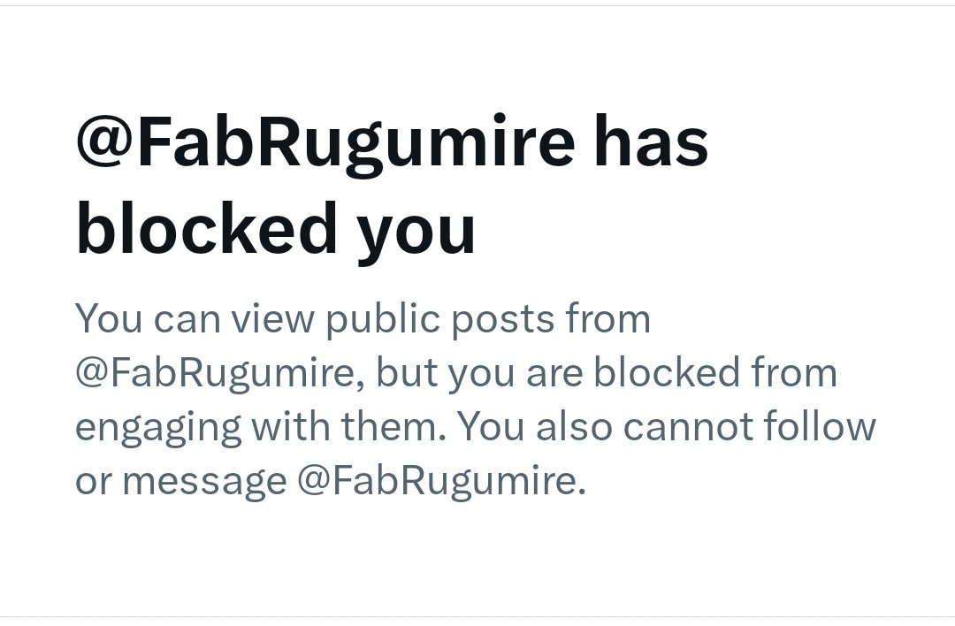 Now that what you call a spineless pussy. Ka @fabrugumire katanguue kisarisha gatukana and ends up folding mu ku bloqua abantu. Abarundi ntikabazi sha. You can attack ba <a href="/Gatoni_RG/">GATONI Rosine Guilene</a> that you had an issue with, apana kutuzanira false colonialist history usuzugura Abarundi bose
