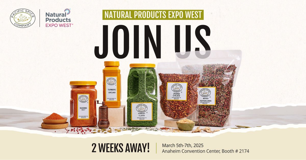 pacific_spice's tweet photo. We are just 2 weeks away from one of the biggest events in the food &amp; beverage industry: @NatProdExpo West (NPEW)! Stop by booth #2174 to enjoy samples of 4 of our spice blends served as hummus toppings!

Who will be joining us this year at NPEW? Let’s make it a week to remember! https://t.co/x0xnAbcRSf