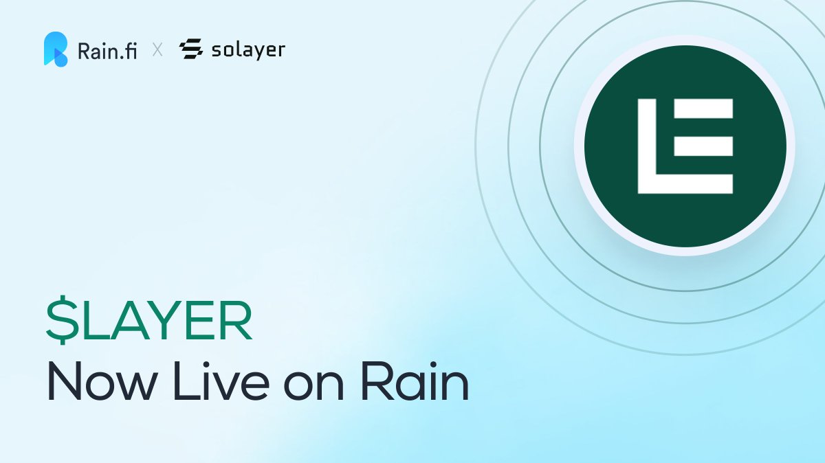 $LAYER is ramping up on Rain!

It has now been onboarded to both Rain Lend and Rain Trading with no price liquidations.

Solayer x Rain continues 🩵
