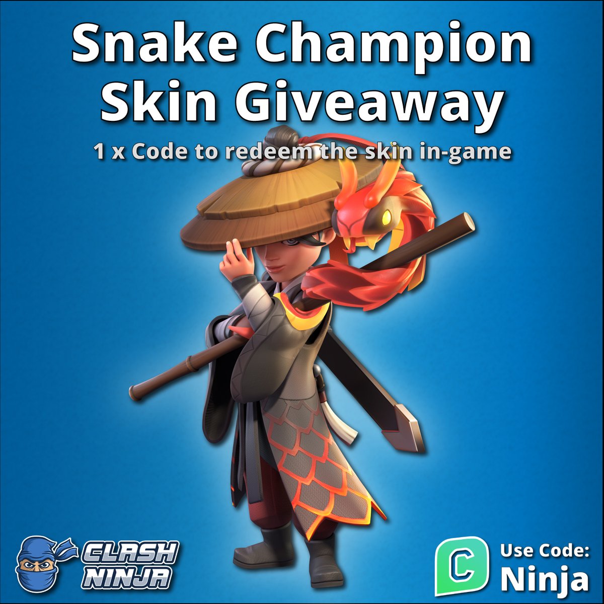 Clash Ninja (@clashdotninja) on Twitter photo Snake Champion Skin Giveaway!
1 x Skin code
To Enter:
✅Follow <a href="/ClashDotNinja/">Clash Ninja</a>
✅Retweet this tweet
Optional:
Subscribe to youtube.com/c/clashninja
Winner announced after 12:00 UTC 21st February 2025
#ClashofClans #GiftedBySupercell Snake Champion Skin Giveaway!
1 x Skin code
To Enter:
✅Follow <a href="/ClashDotNinja/">Clash Ninja</a>
✅Retweet this tweet
Optional:
Subscribe to youtube.com/c/clashninja
Winner announced after 12:00 UTC 21st February 2025
#ClashofClans #GiftedBySupercell