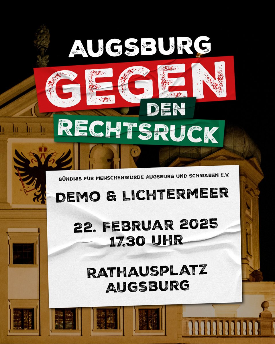 Wir haben die Wahl! 🗳️

Am Samstag, 22.02., gemeinsam ein starkes Zeichen gegen den Rechtsruck setzen – am Sonntag, 23.02., gemeinsam die Stimme für Vielfalt und Menschenwürde abgeben! 🙌

 #demokraTeam