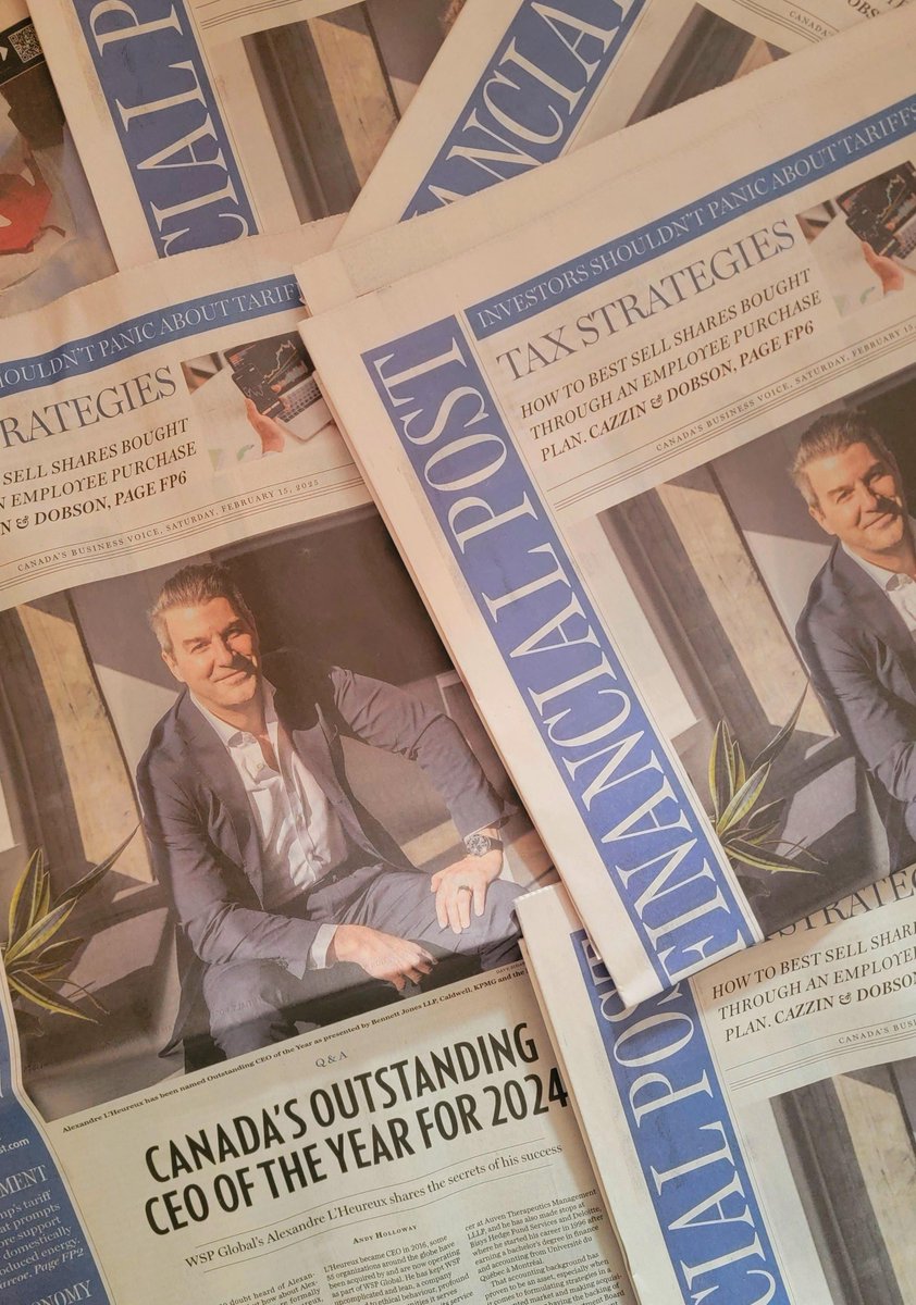 Thanks to our Media Partner <a href="/nationalpost/">National Post</a>  for a terrific feature in the <a href="/financialpost/">Financial Post</a>  last weekend on CEO of the Year for 2024, Alexandre L'Heureux, FCPA, CFA!
<a href="/wsp/">WSP</a>