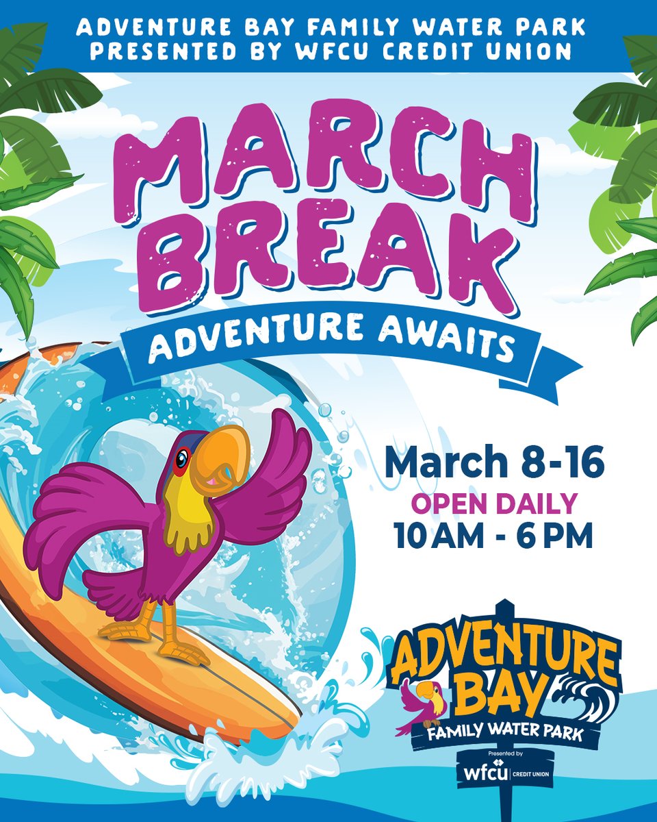 We are open Mar. 8 - Mar. 16 from 10-6 pm daily. 
Tickets are sold online at splashpass.citywindsor.ca/Login
Tickets need to be purchased for the day you are attending. Online sales will be capped at 400 per day, after that tickets can be purchased at the front desk on the day of visit.