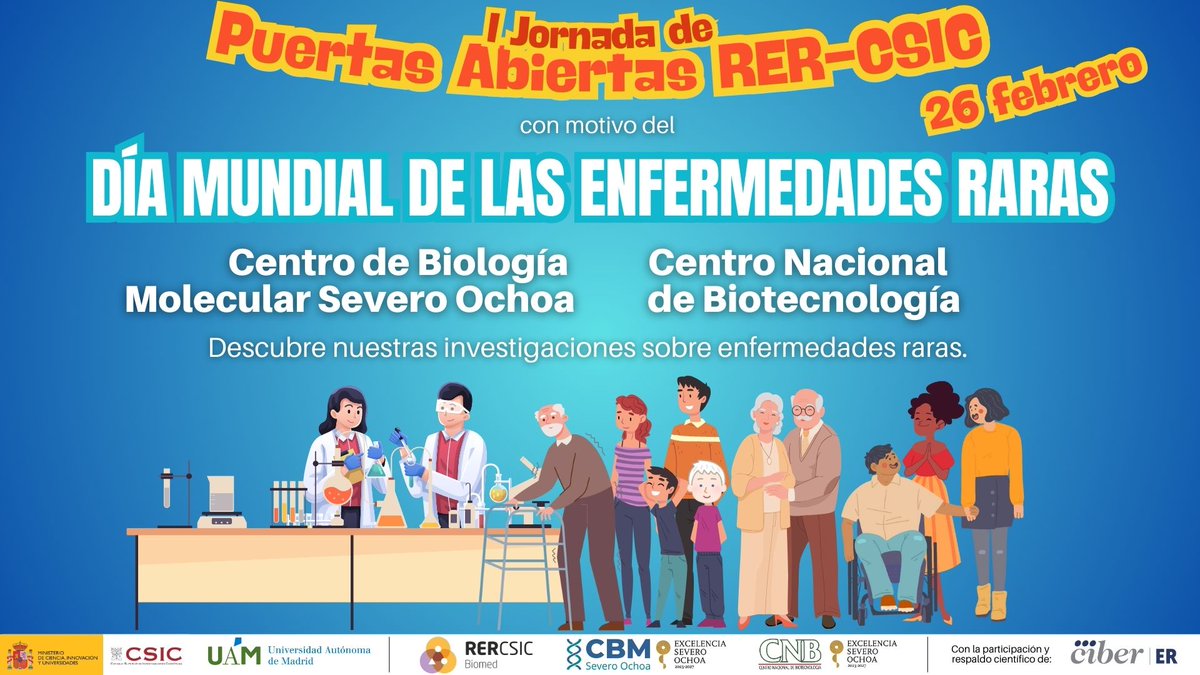 Red de Enfermedades Raras del CSIC (@raras_csic) on Twitter photo RER-CSIC organiza la I Jornada de Puertas Abiertas para celebrar el #DíaMundialDeLasEnfermedadesRaras. Una oportunidad única que se desarrollará en el <a href="/CNB_CSIC/">Centro Nacional de Biotecnología (CSIC)</a> y en el <a href="/CBM_CSIC_UAM/">Centro de Biología Molecular Severo Ochoa</a>, donde pacientes, familiares y personal investigador compartirán conocimiento y experiencias. RER-CSIC organiza la I Jornada de Puertas Abiertas para celebrar el #DíaMundialDeLasEnfermedadesRaras. Una oportunidad única que se desarrollará en el <a href="/CNB_CSIC/">Centro Nacional de Biotecnología (CSIC)</a> y en el <a href="/CBM_CSIC_UAM/">Centro de Biología Molecular Severo Ochoa</a>, donde pacientes, familiares y personal investigador compartirán conocimiento y experiencias.
