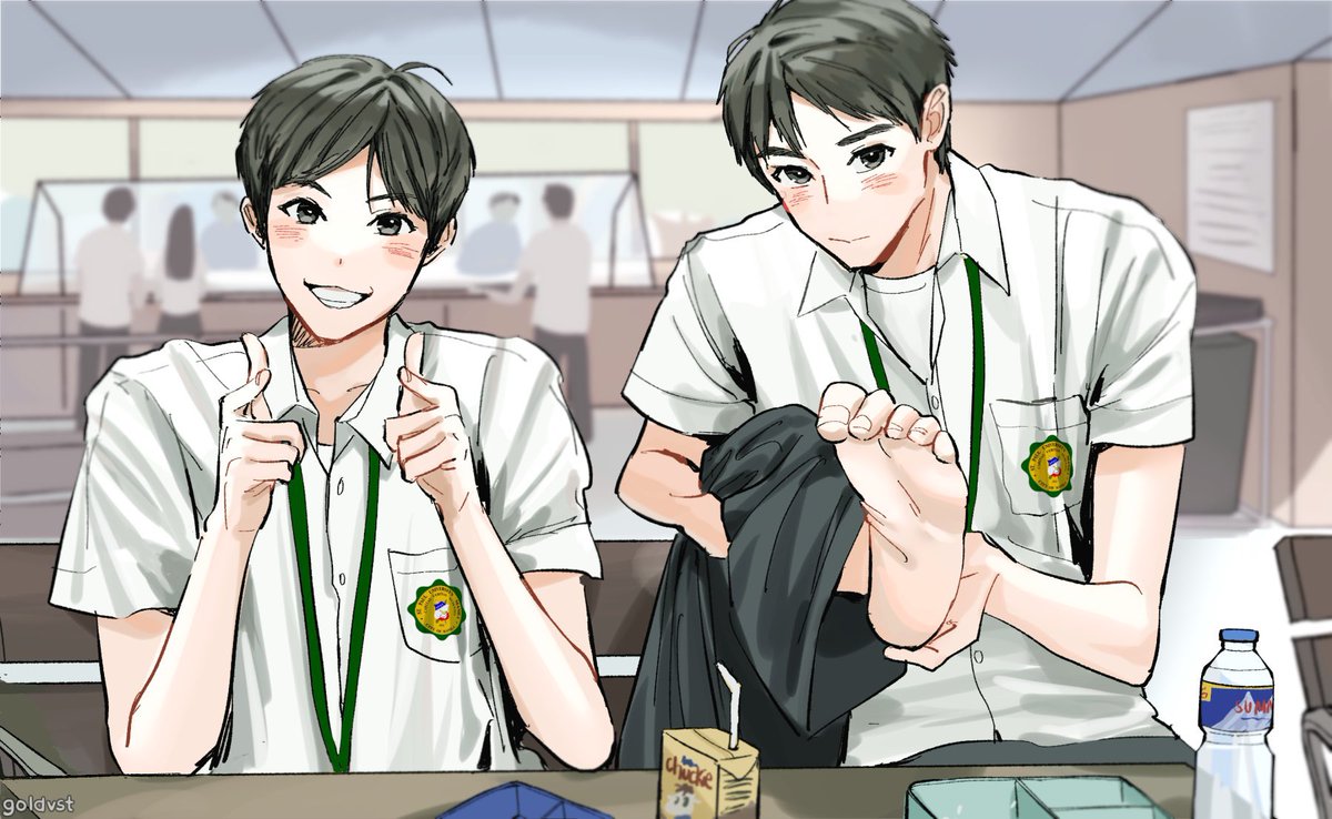 writin6's tweet image. every man gets his wish: a dotae filo au

tayo ay nasa 2016 kung saan shs pa ang deekal, may nawawalang lunch bag, at may papansin na boy bestfriend

[art by goldvst]