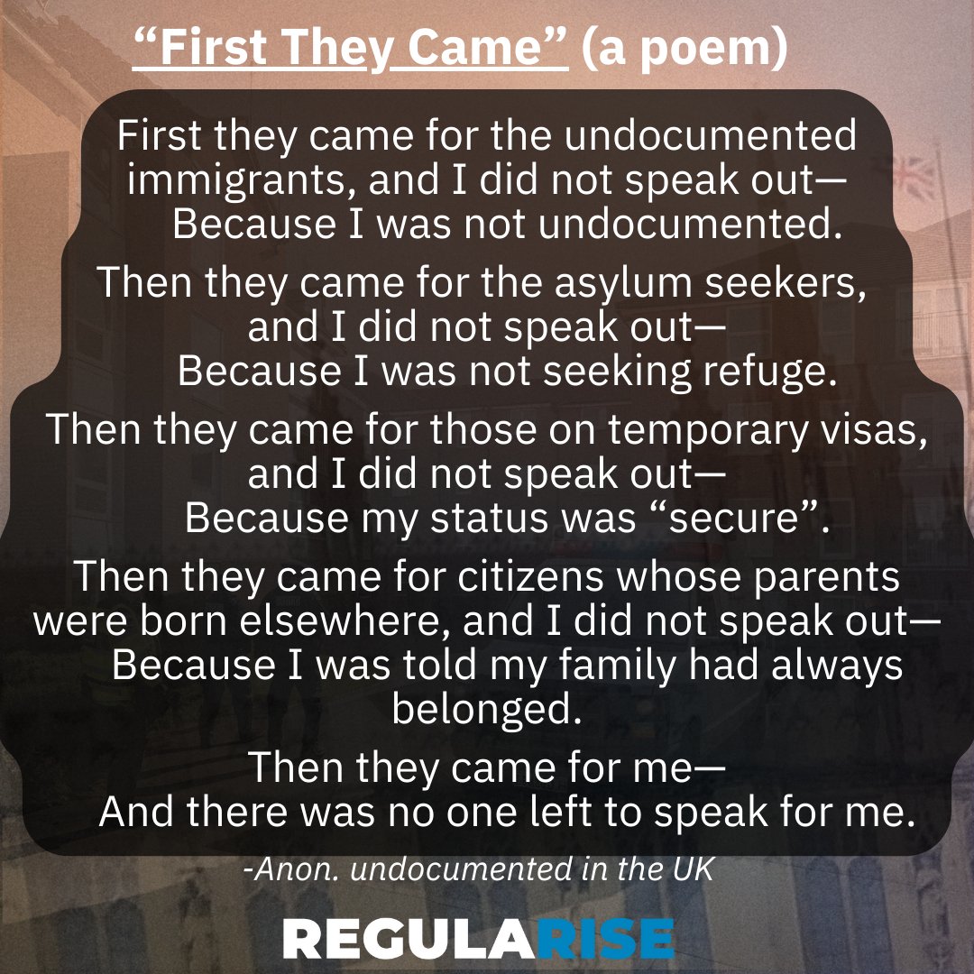 RegulariseUK's tweet image. History has shown that when we stay silent, injustice spreads and becomes the norm. Who will speak if you don’t?