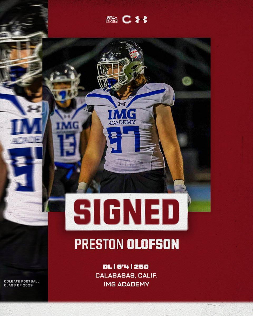 Colgate Football (@colgatefb) on Twitter photo Bringing another big dog to the trenches 💪🐕
Welcome to Colgate, <a href="/PrestonOlofson_/">Preston Olofson</a> !
#GoGate | #DrawTheLine Bringing another big dog to the trenches 💪🐕
Welcome to Colgate, <a href="/PrestonOlofson_/">Preston Olofson</a> !
#GoGate | #DrawTheLine