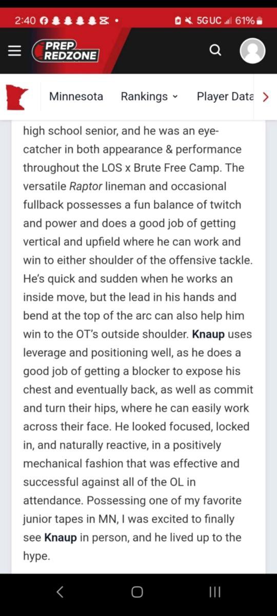 Ben Knaup (@ben_knaup) on Twitter photo Thank you <a href="/OJW_Scouting/">PrepRedzone Oliver</a> <a href="/PrepRedzoneMN/">Prep Redzone Minnesota</a> for the write up after the Los x Brute camp! Thank you <a href="/OJW_Scouting/">PrepRedzone Oliver</a> <a href="/PrepRedzoneMN/">Prep Redzone Minnesota</a> for the write up after the Los x Brute camp!