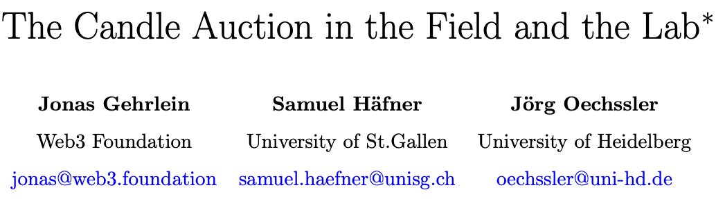 GehrleinJonas's tweet image. I've published a research digest of our newest paper on candle auctions. We holistically analyse the mechanism from a theoretical, empirical and experimental perspective. Our results indicate that the mechanism works exceptionally well and is a promising tool for digital…