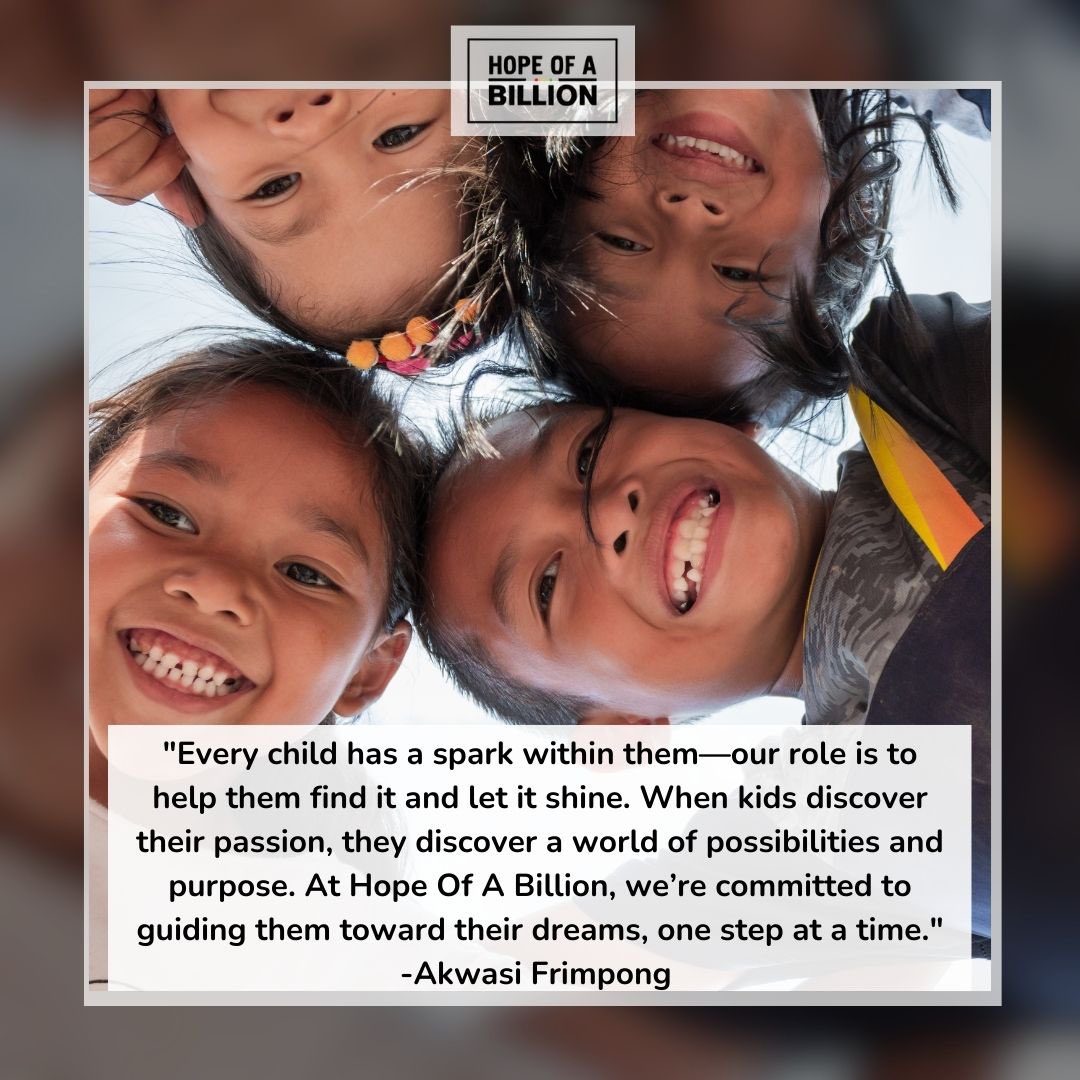 When children uncover their passions, they open the door to a world filled with possibilities and purpose! Explore our website, hopeofabillion.org, to learn how we are empowering kids to discover their interests and unleash their inherent potential.

#HopeOfABillion #HOAB