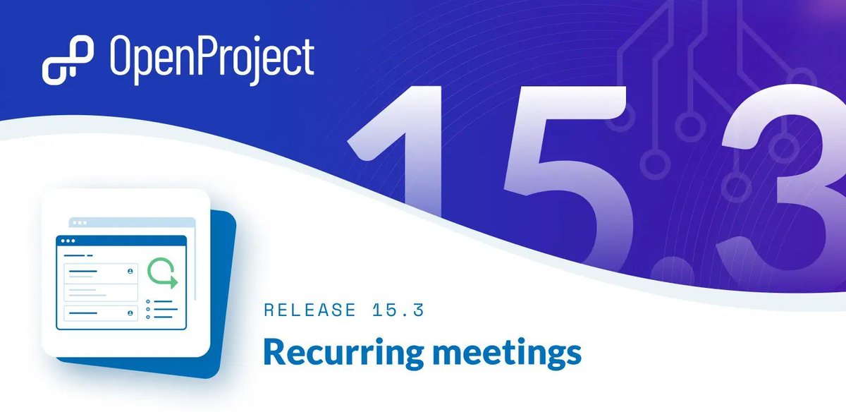 AlternativeStck's tweet image. 📅 OpenProject 15.3 now supports recurring meetings! Users can create templates and schedules for regular appointments, making meeting organization smoother than ever. More enhancements are on the way! 🚀 #ProjectManagement #OpenProject