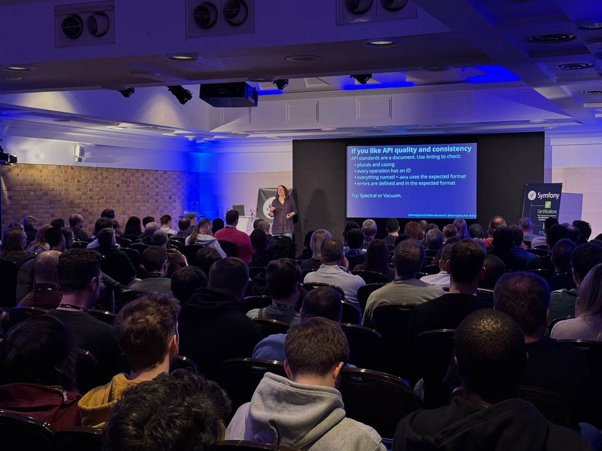PHPUKConference's tweet image. Lorna’s (@lornajane) talk &quot;OpenAPI for Web Developers&quot; is a hit at #phpuk25. A packed room and great insights, huge thanks to everyone who attended!

#phpuk #php #phpc #phpuk25 #openapi