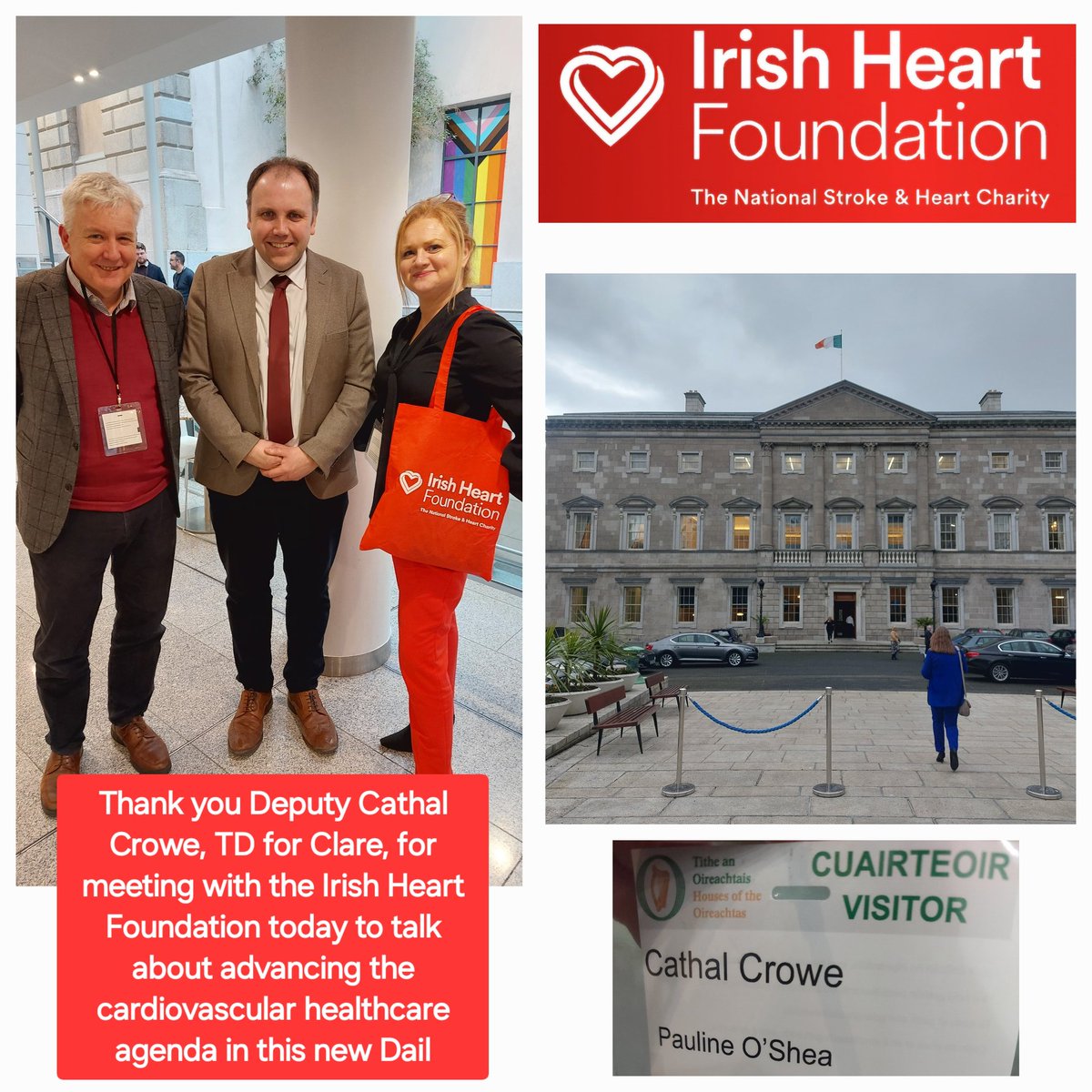 Pauline O'Shea (@posheaihf) on Twitter photo Thank you <a href="/CathalCroweTD/">Cathal Crowe T.D.</a> for #Clare for meeting <a href="/Irishheart_ie/">Irish Heart Foundation</a> <a href="/Csjmacey/">Chris Macey</a> & myself in #Leinster House today to advance the #cardiovascular agenda in #Ireland. Your support will no doubt lead to some overdue advancements for Irelands est 600,000 #Heart & #stroke patients in future. Thank you <a href="/CathalCroweTD/">Cathal Crowe T.D.</a> for #Clare for meeting <a href="/Irishheart_ie/">Irish Heart Foundation</a> <a href="/Csjmacey/">Chris Macey</a> & myself in #Leinster House today to advance the #cardiovascular agenda in #Ireland. Your support will no doubt lead to some overdue advancements for Irelands est 600,000 #Heart & #stroke patients in future.