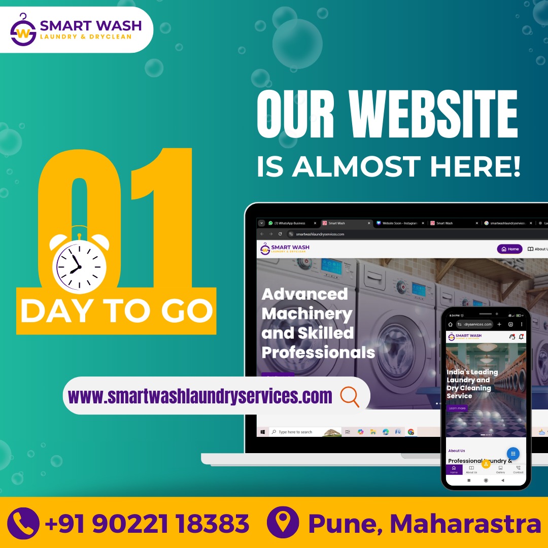 Smartwashpune's tweet photo. ✨ Just 1 day to go! ✨

We’re on the verge of something fresh, clean, and exciting! 🧺
Stay tuned—SmartWash is about to redefine laundry services like never before.
#1daytogo #smartwash #laundryredefined #comingsoon https://t.co/ORMhD0KQZS
