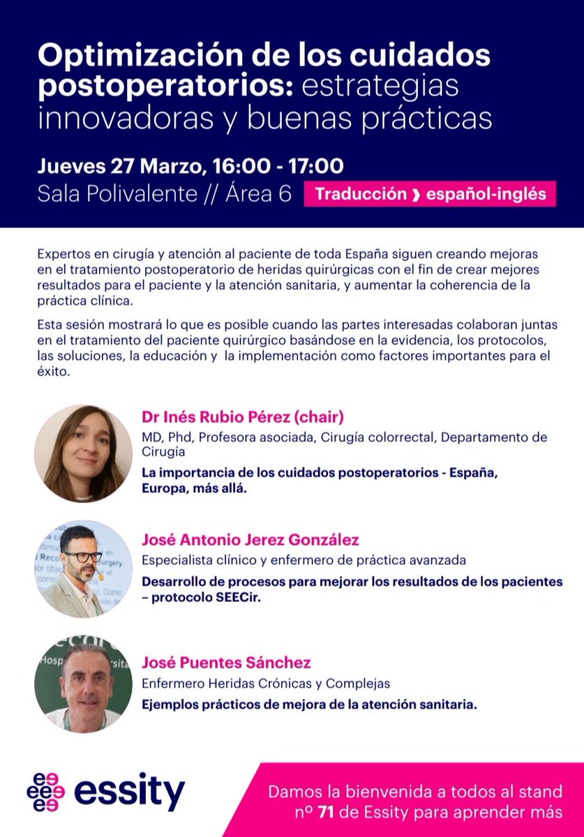 🗓️El próximo 27 de marzo <a href="/essity/">Essity</a> ofrecerá una sesión en Congreso EWMA-GNEAUPP 2025, en Barcelona.

Uno de los ponentes de la sesión será nuestro presidente <a href="/josejerezg/">Jose Jerez</a> 🙌!!
Clica en la foto para más info ℹ️

#rrsssecir