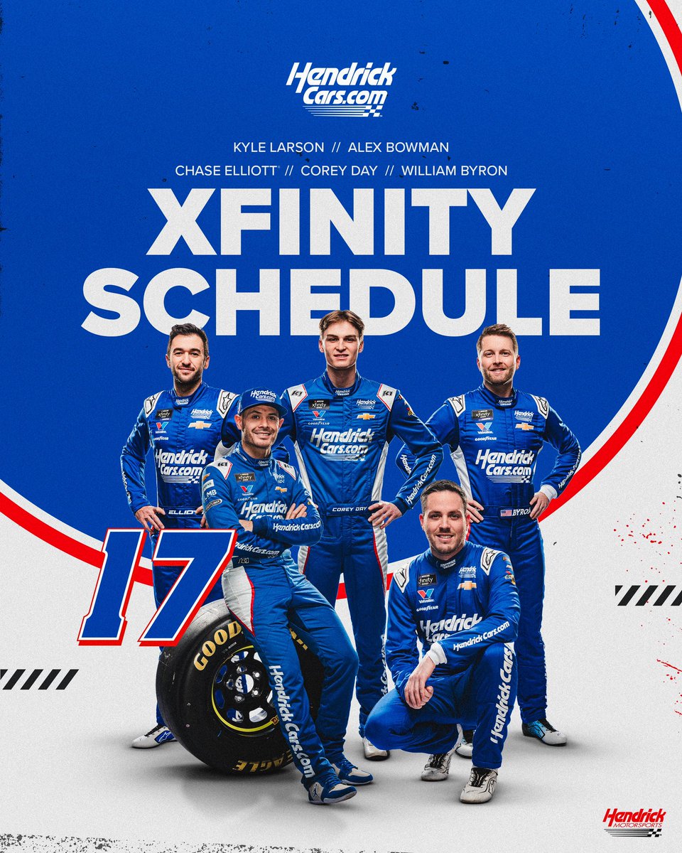 Buckle up! The full HendrickCars.com Xfinity schedule is here and we’re ready to roll! 🏁💥

See where you can catch the No. 17 this season: bit.ly/4k9sq8b