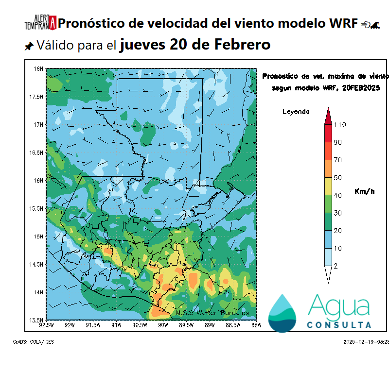 AlertaGt502's tweet photo. 🇬🇹📝Pronóstico jueves 20 de Febrero
#FrenteFrio28 genera lluvias en distintas intensidades sobre el norte y BocaCosta, rachas de hasta 70km/h en Cadena Volcánica y descenso gradual de temperaturas en los altiplanos, calor se mantiene en costa sur
#ClimaGt #TraficoGt #LluviasGt https://t.co/xwZayKHpsg